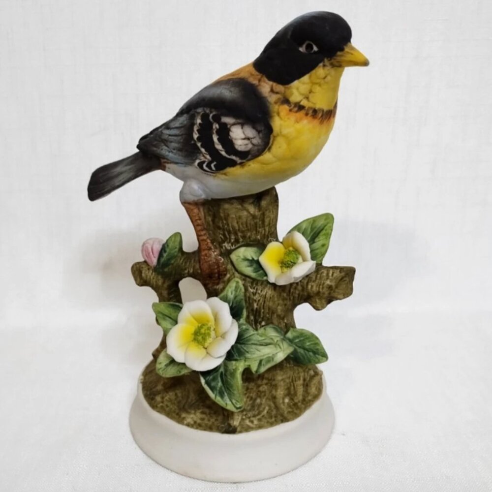 Vintage Porcelain Angeline Original Figurine Parula Warbler Bird On Branch